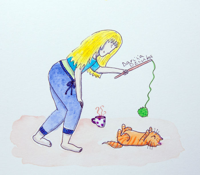 Efrahim: Dariia Dziuba’nın Kedilerle Gündelik Yaşamı Tarif Eden 16 Sevimli İllüstrasyonu