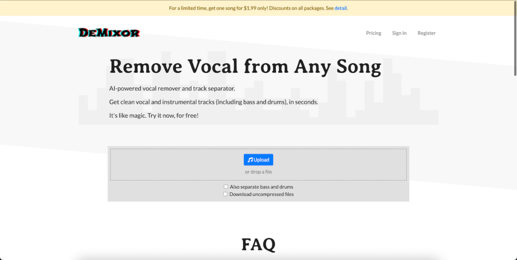 demixor voice remover ile Şarkıdan Vokal Ayırma